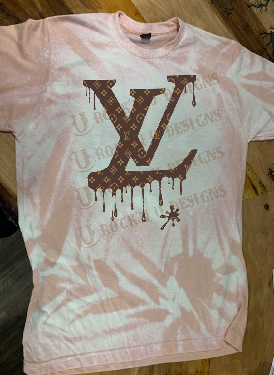 Rock'n U Designs LV Drip Custom Bleached Graphic T-Shirt S / Indigo