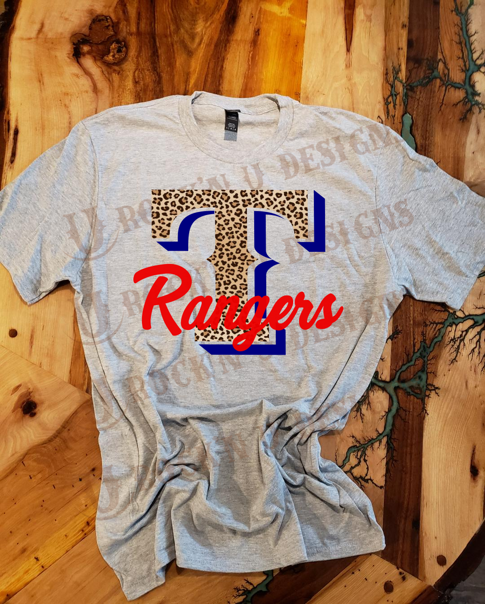 Rangers Leopard Custom Graphic T-Shirt Large / Royal Blue