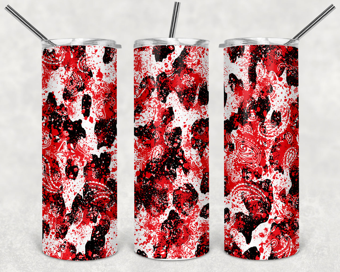 Choose Your Personalized Design - 4 Western Bandana designs - 20oz. Skinny Tumbler with Lid and Straw