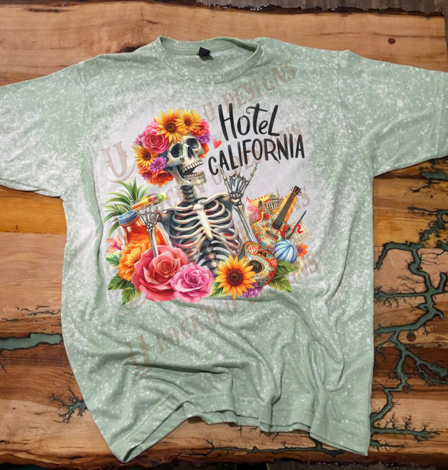 Hotel California Floral Design Custom Unisex Graphic T-shirt