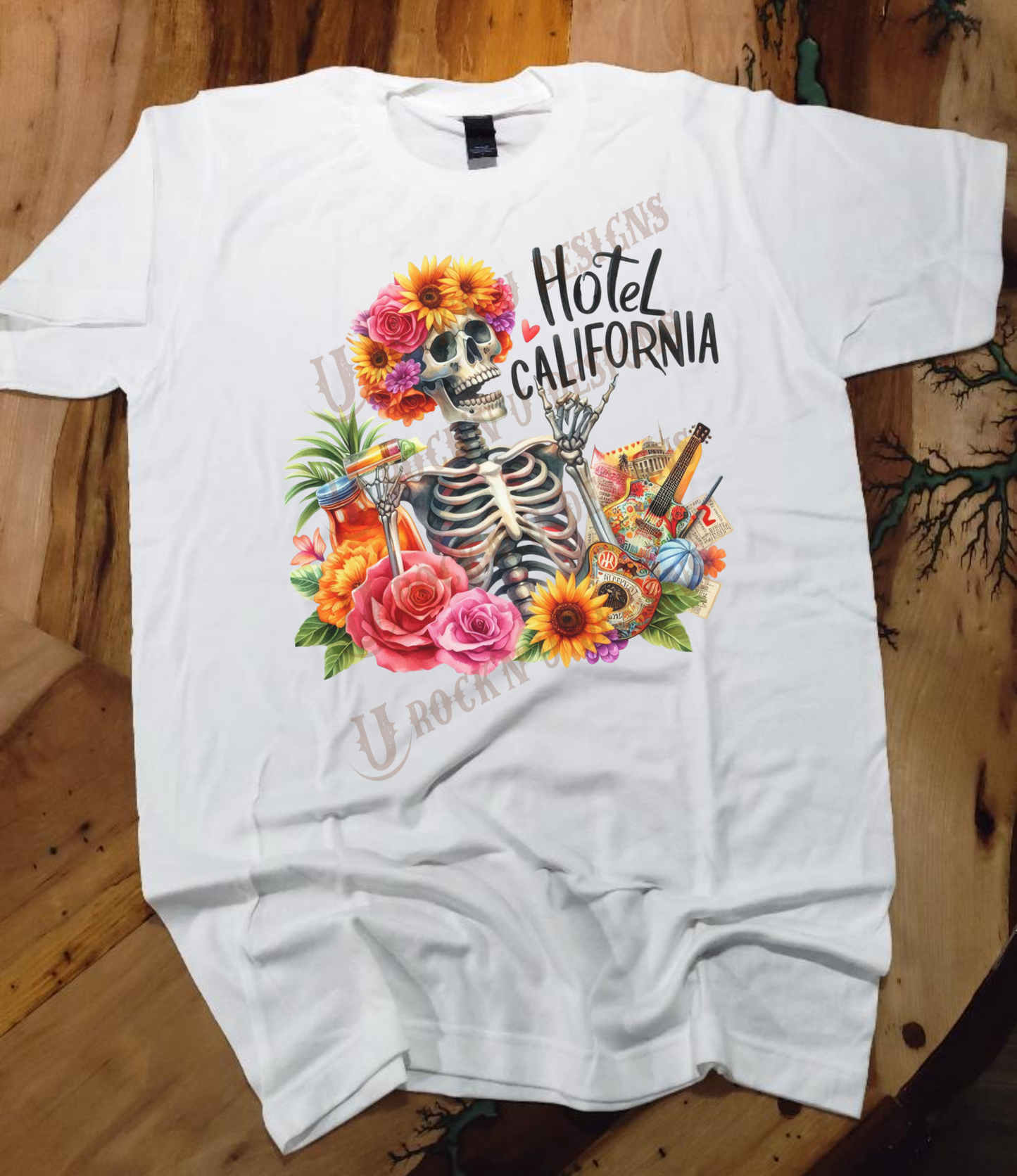 Hotel California Floral Design Custom Unisex Graphic T-shirt