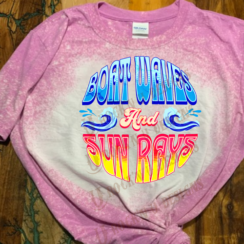 Boat Waves and Sun Rays - Leopard Rainbow Design Custom Unisex Graphic T-shirt