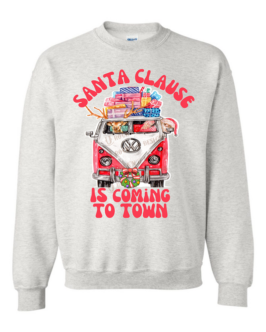 VW Van Santa Clause Coming To Town Christmas- Unisex Graphic Sweatshirt by Rock'n u Designs