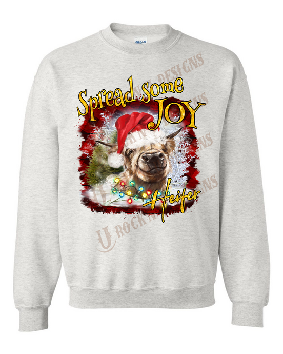 Spread Some Joy Heifer - Cute Highland Cow- Unisex Graphic Sweatshirt by Rock'n u Designs