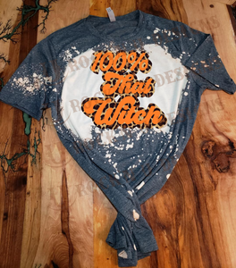 100% That Witch Leopard Custom Design Bleached T-Shirt