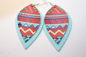 Custom Faux Leather Aztec Print Earrings "MY MARIA"