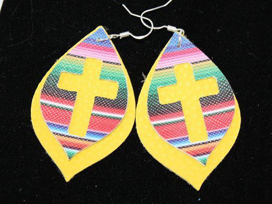 Faux Leather Fashion Serape  "Crossroads" Earrings