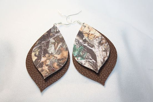 Faux Leather Fashion "Camo Cutie" Earrings