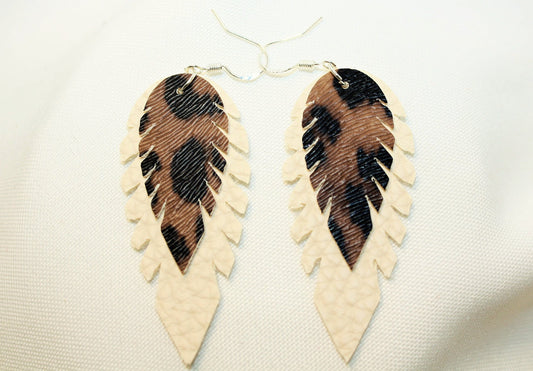 Faux Leather Leopard "Duchess" Earrings