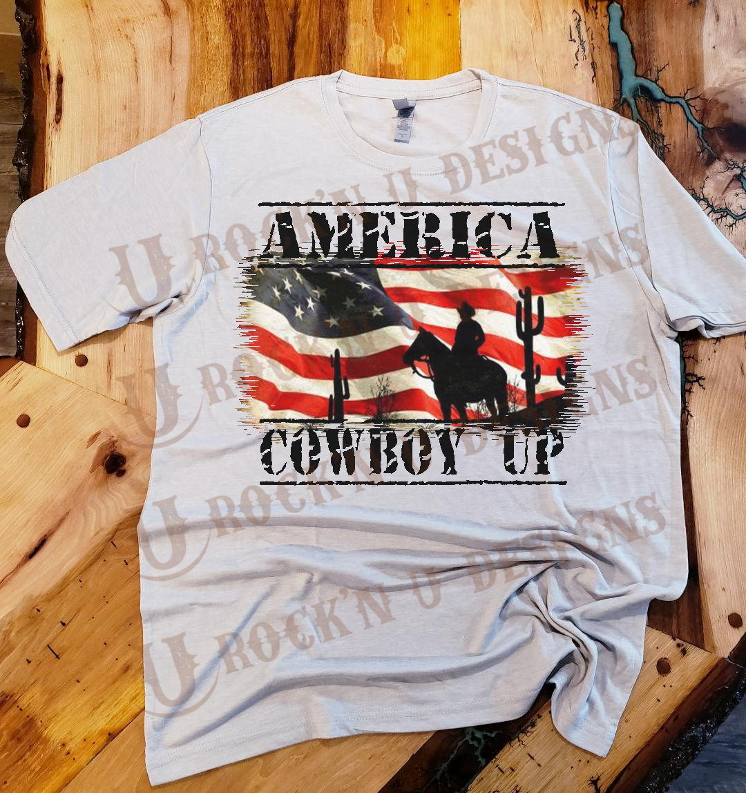 America Cowboy Up Custom Graphic Unisex T-Shirt