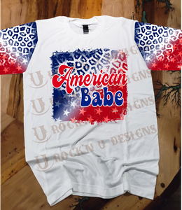 American Babe Custom Unisex T-shirt Leopard Design With Sleeves
