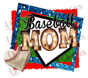 Baseball Mom Homeplate Sublimation Transfer By Rock'n U Designs