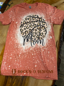 Basketball Mom Leopard Custom Bleached Graphic T-shirt Personalized Team Spirit