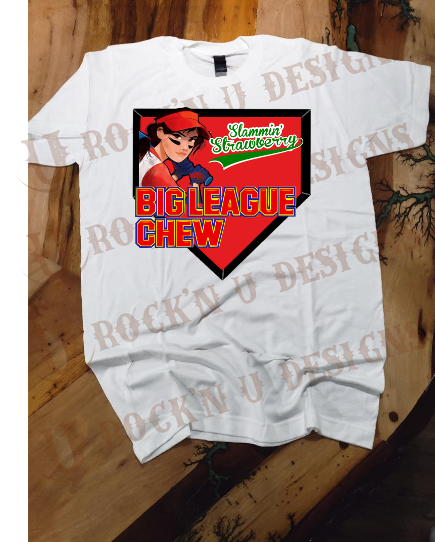 Slammin' Strawberry Big League Chew bleached custom shirt