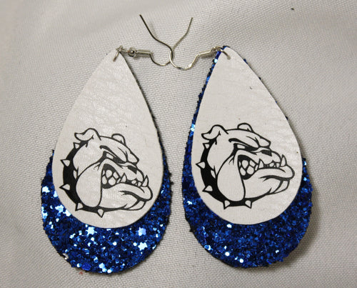 Bulldog Pride - Custom Mascot Logo Faux Leather Earrings