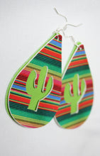 Load image into Gallery viewer, Faux Leather Fashion Earrings &quot;Cacti&quot; Serape