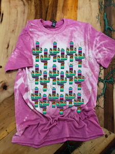 Serape Cactus Custom Bleached Graphic T-shirt