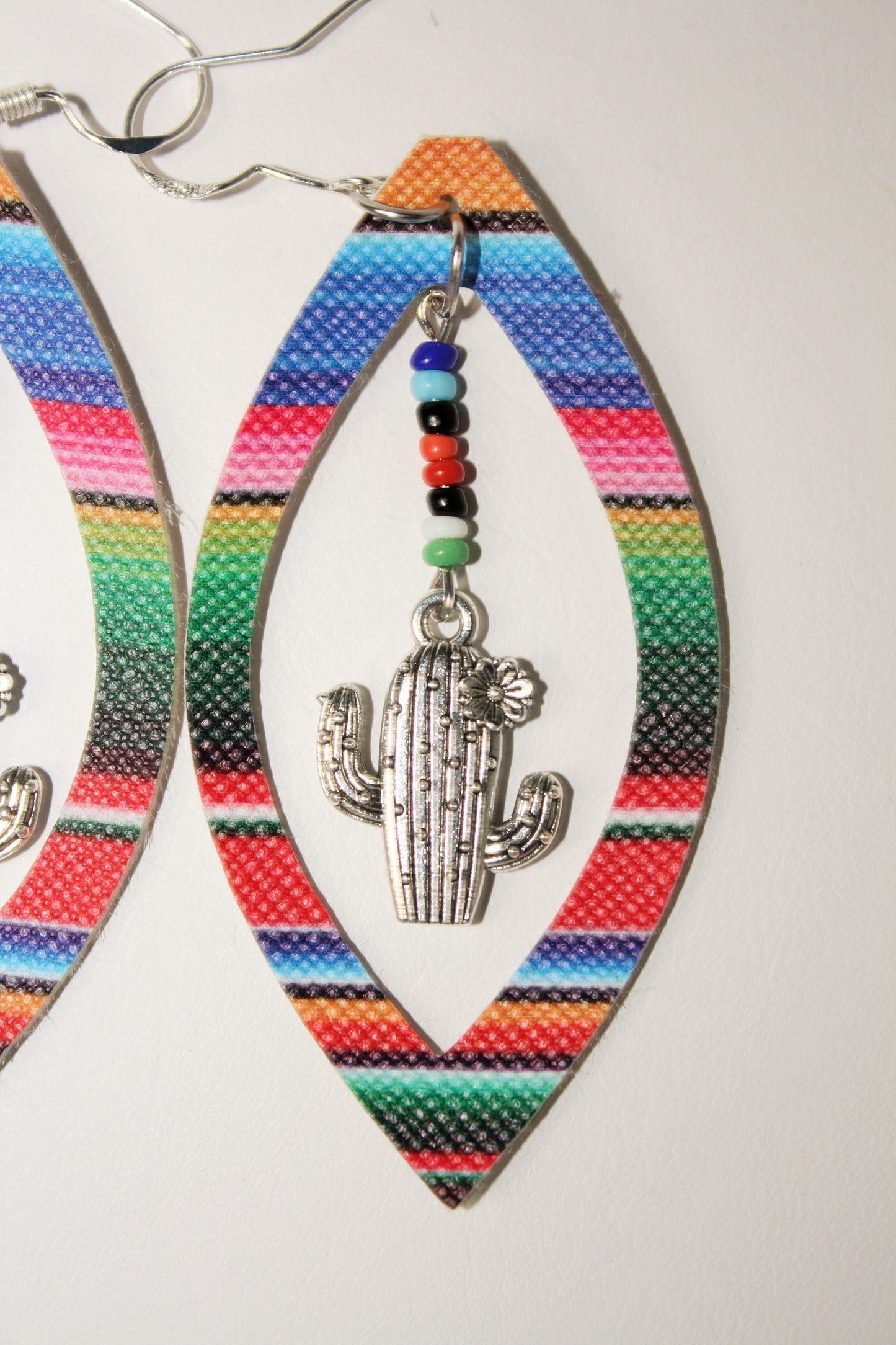 Faux Leather Fashion Serape "Cactus Jack"  Earrings