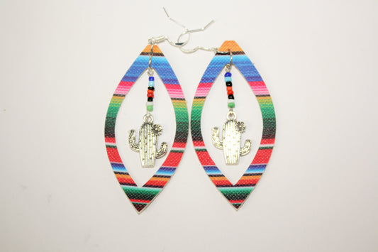 Faux Leather Fashion Serape "Cactus Jack"  Earrings