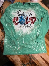 Load image into Gallery viewer, Baby it&#39;s cold outside Custom Bleached Christmas Shirt
