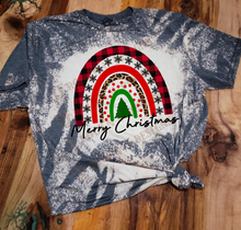 Load image into Gallery viewer, Christmas rainbow custom bleached unisex shirt