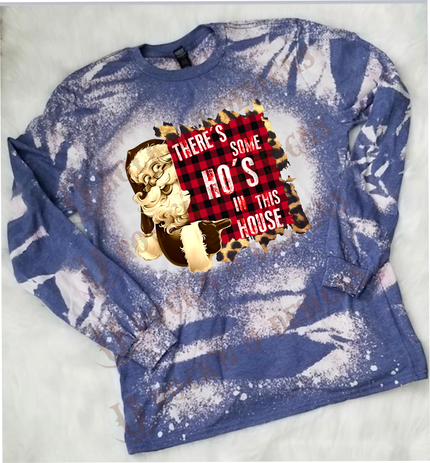 HO'S IN THIS HOUSE Custom Bleached Christmas T-shirt