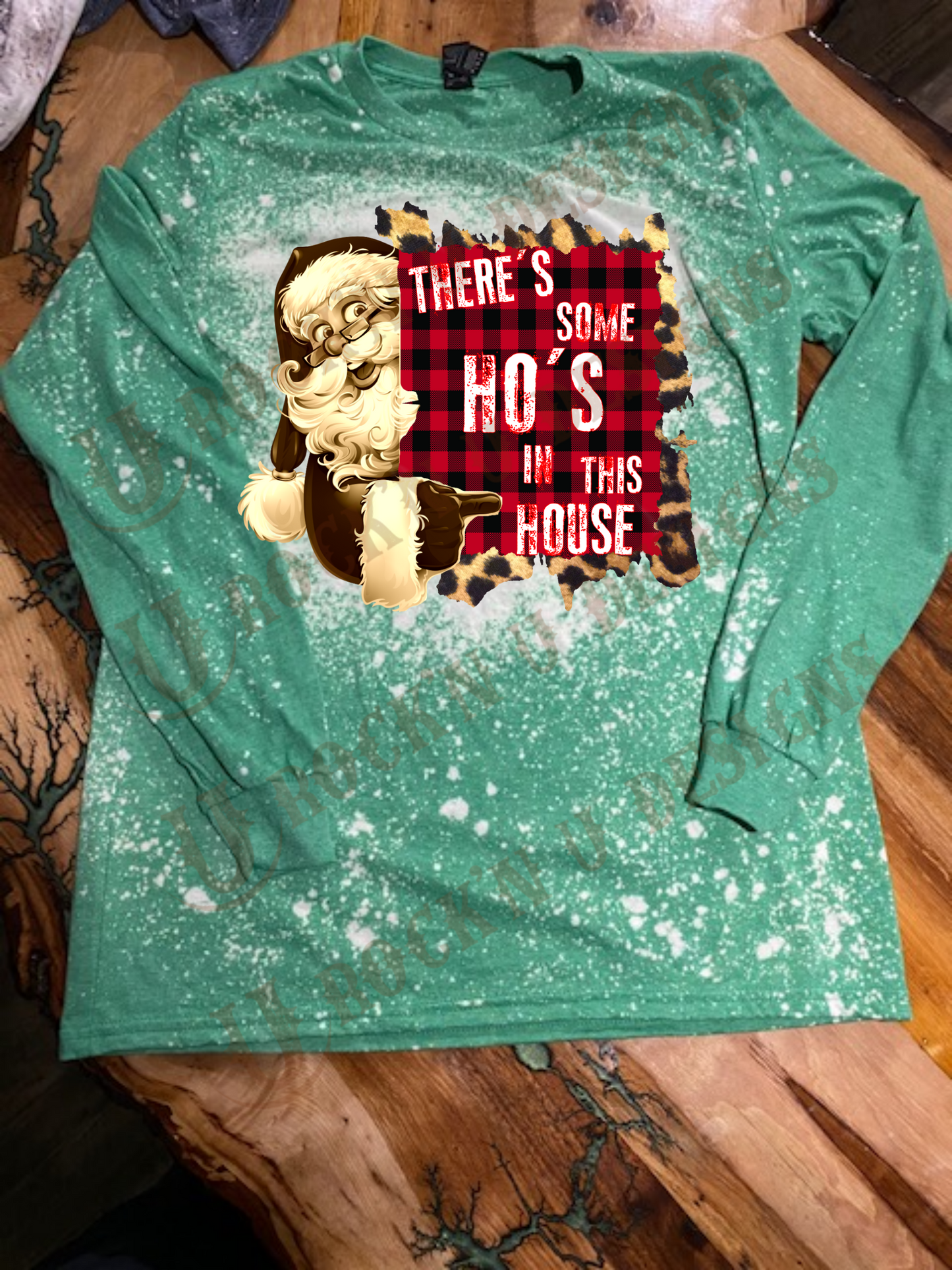 HO'S IN THIS HOUSE Custom Bleached Christmas T-shirt