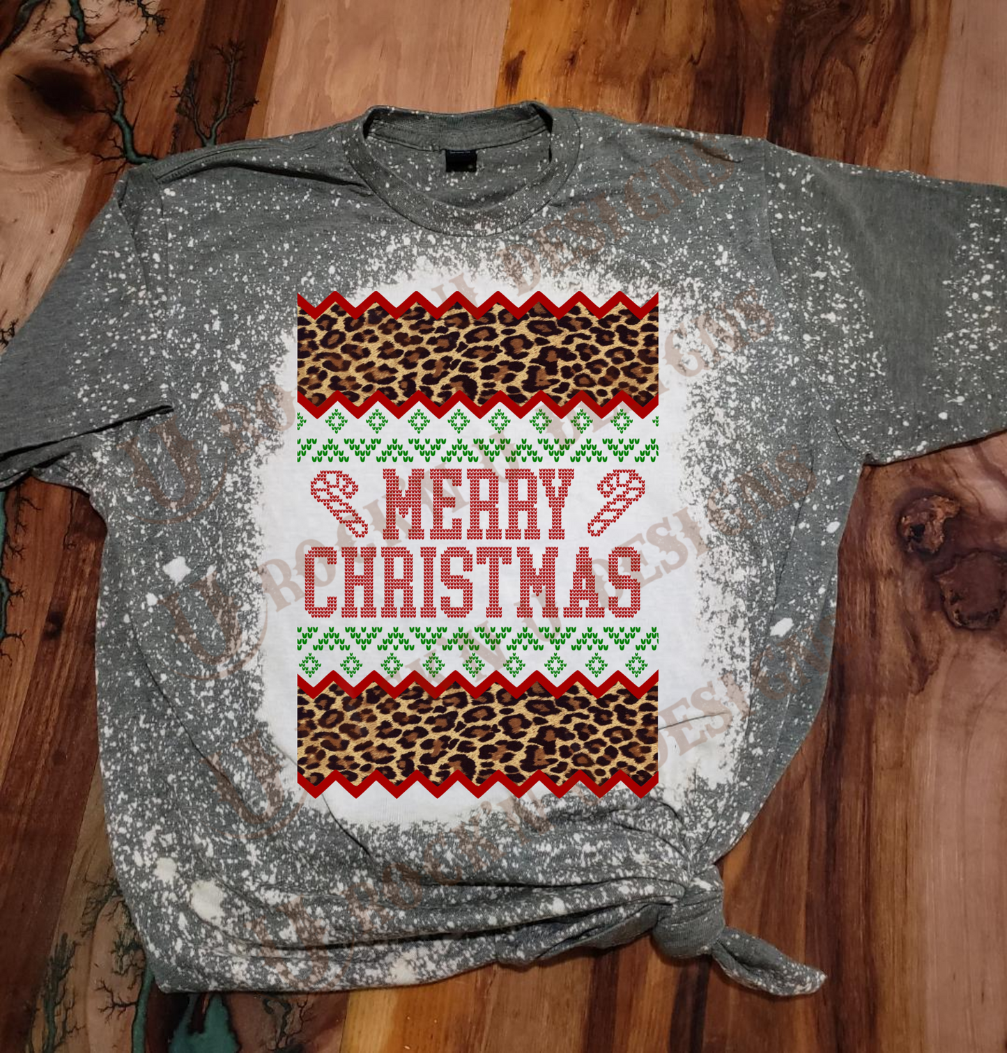 CHRISTMAS UGLY SWEATER LEOPARD custom bleached unisex shirt