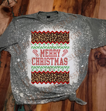 Load image into Gallery viewer, CHRISTMAS UGLY SWEATER LEOPARD custom bleached unisex shirt