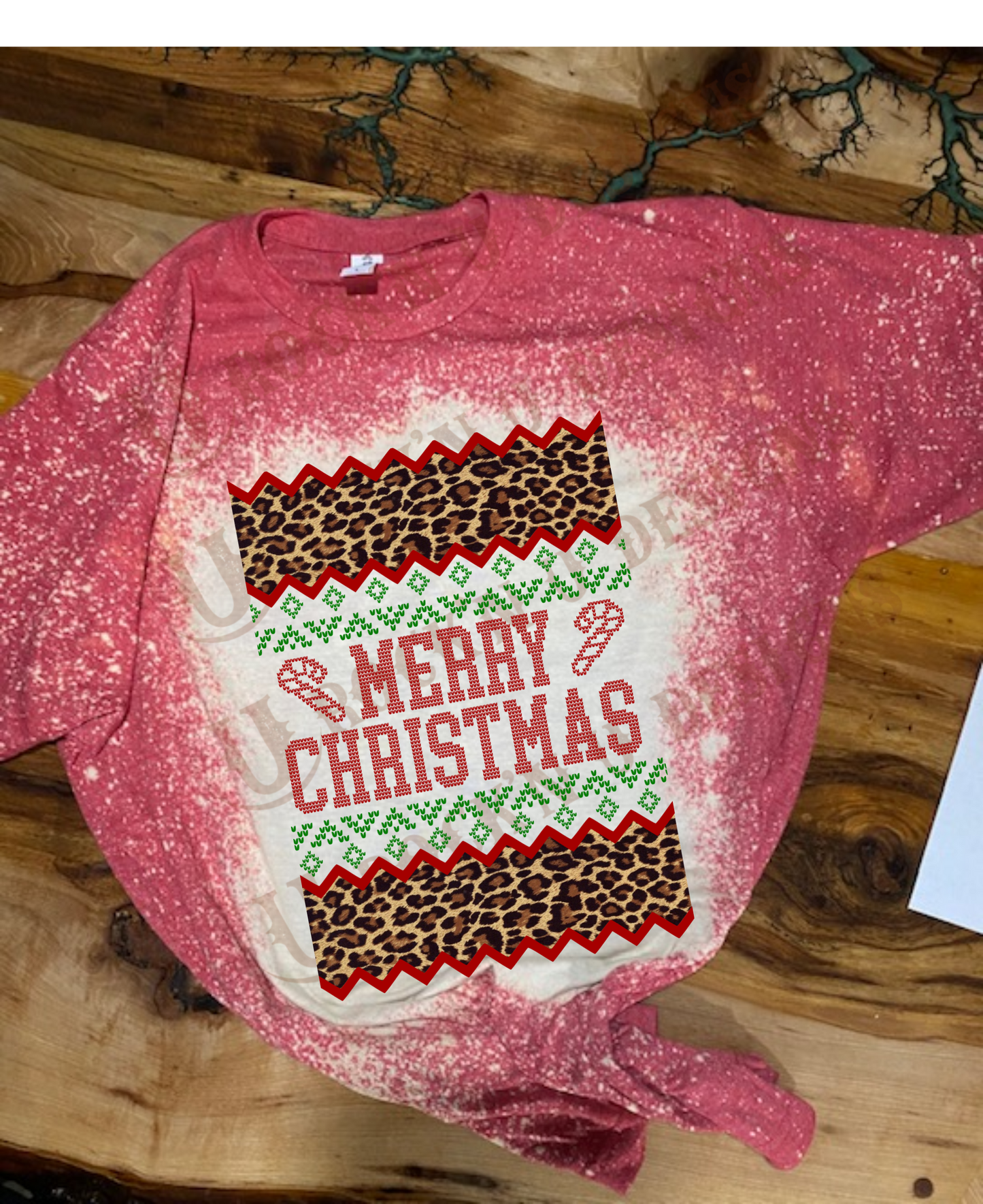 CHRISTMAS UGLY SWEATER LEOPARD custom bleached unisex shirt