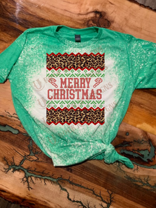 CHRISTMAS UGLY SWEATER LEOPARD custom bleached unisex shirt