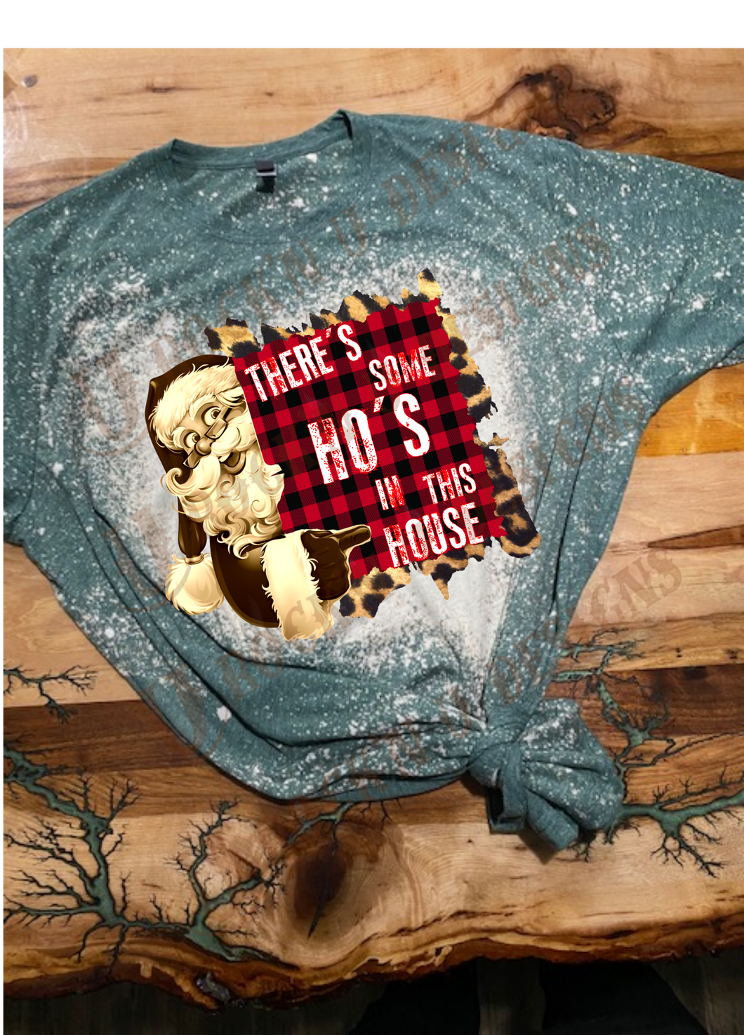 HO'S IN THIS HOUSE Custom Bleached Christmas T-shirt