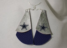 Load image into Gallery viewer, Go Cowboys Faux Leather Silver and Blue Earrings