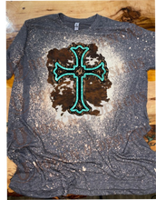Load image into Gallery viewer, Cowhide Turquoise Cross Custom Design T-shirt