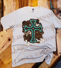 Load image into Gallery viewer, Cowhide Turquoise Cross Custom Design T-shirt