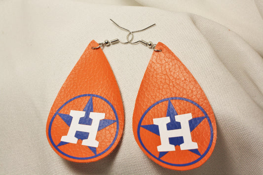 Astros Pride - Custom Faux Leather Earrings