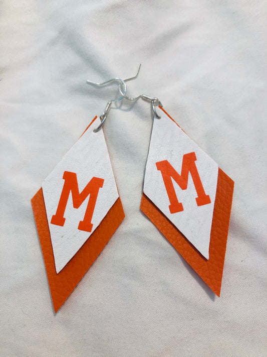 Custom Faux Leather Mascot Earrings "MINEOLA DIAMOND"