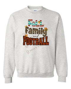 FALL, FAMILY AND FOOTBALL Custom Design Bleached T-Shirt