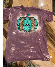 Load image into Gallery viewer, Aztec Leopard Pumpkin Custom Design Bleached T-Shirt