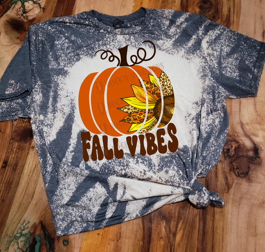 Fall Vibes Custom Design Bleached T-Shirt