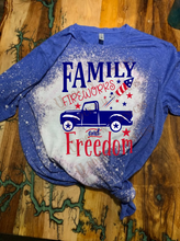 Load image into Gallery viewer, Family, Fireworks and Freedom Custom Unisex Bleached T-shirt