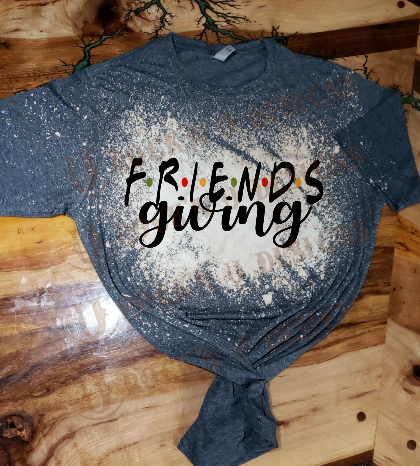Friendsgiving Custom Fall Design Bleached T-shirt