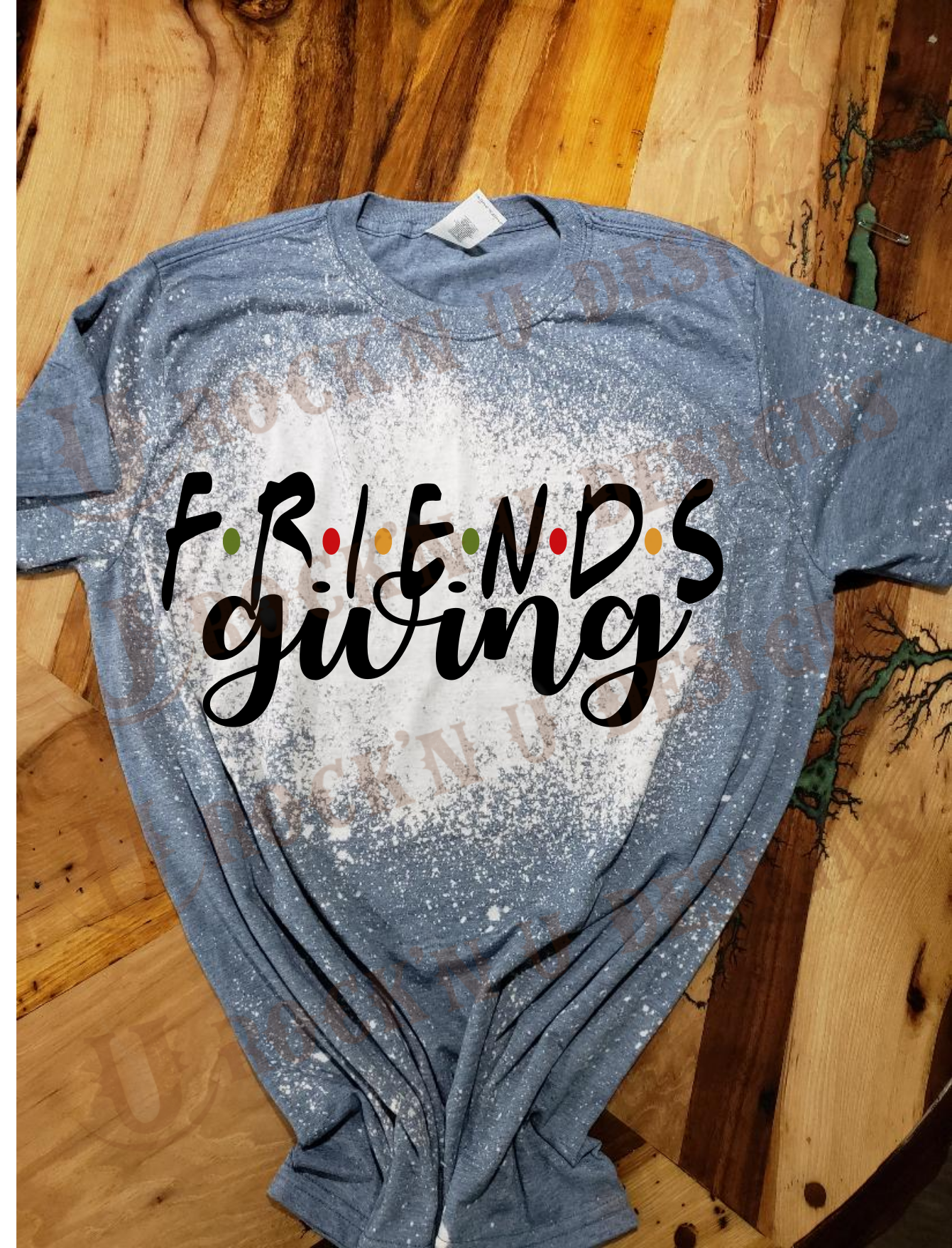 Friendsgiving Custom Fall Design Bleached T-shirt