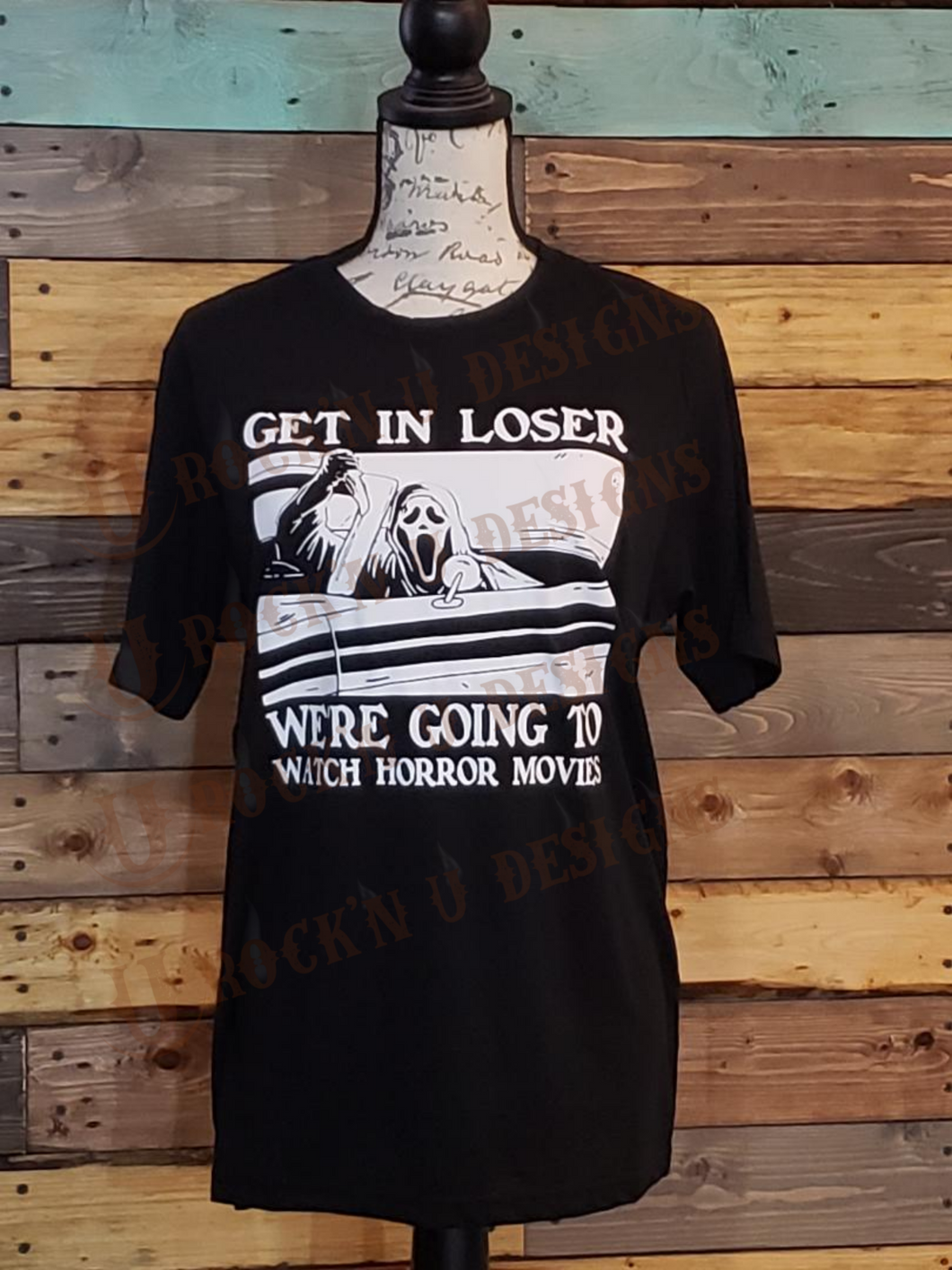 Get in Loser Scream Halloween Bleached Custom unisex T-shirt