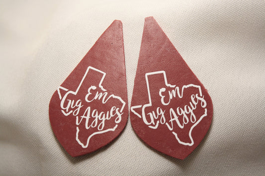 Gig 'Em Aggies Faux Leather Earrings