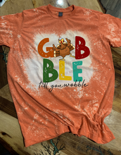 Load image into Gallery viewer, Gobble Till You Wobble Custom Design Bleached T-Shirt
