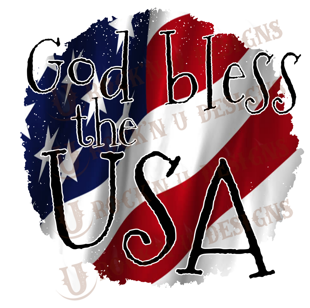 God Bless The USA Sublimation Transfer By Rock'n U Designs