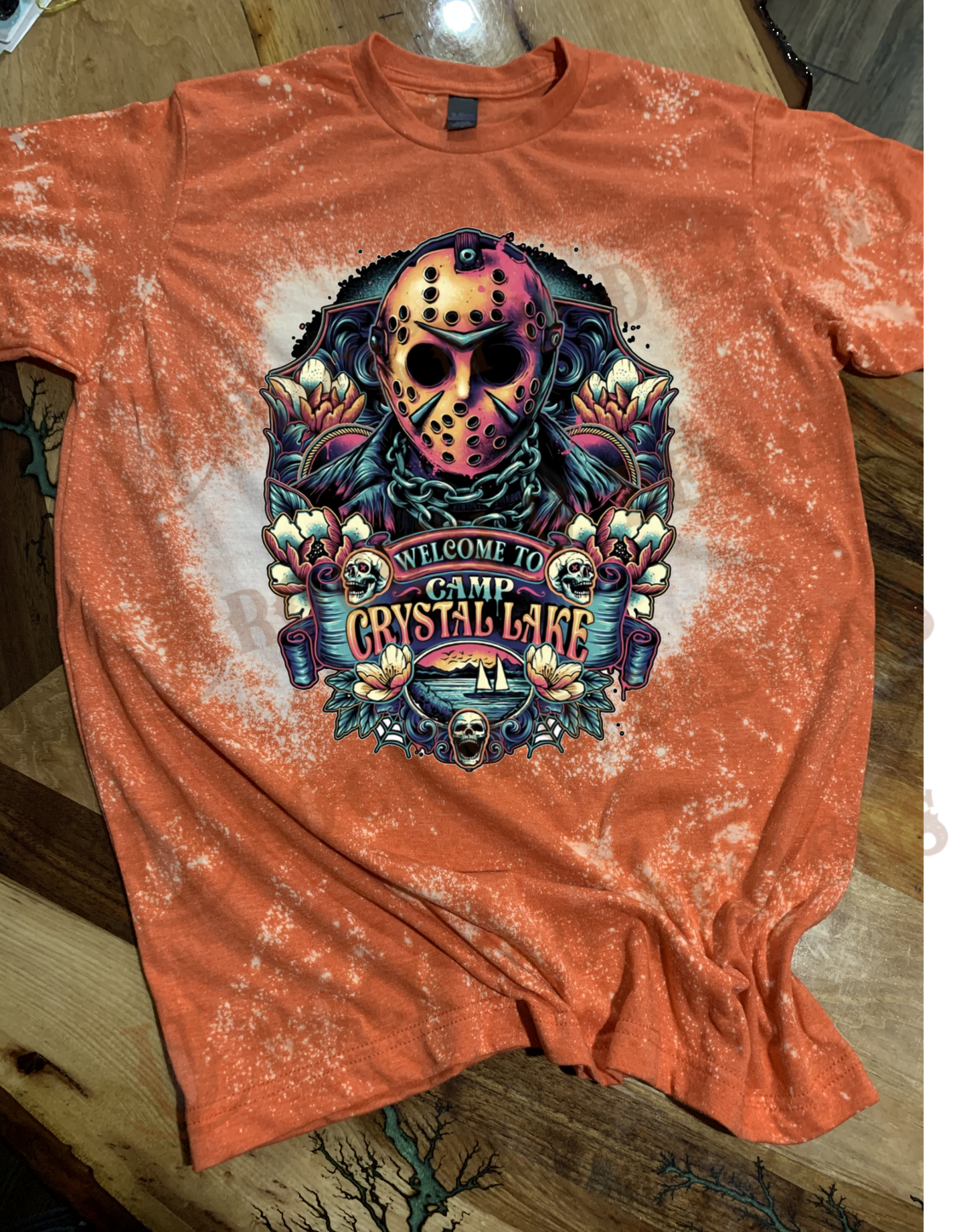 Halloween Jason Camp Crystal Lake Custom Bleached Unisex T-Shirt