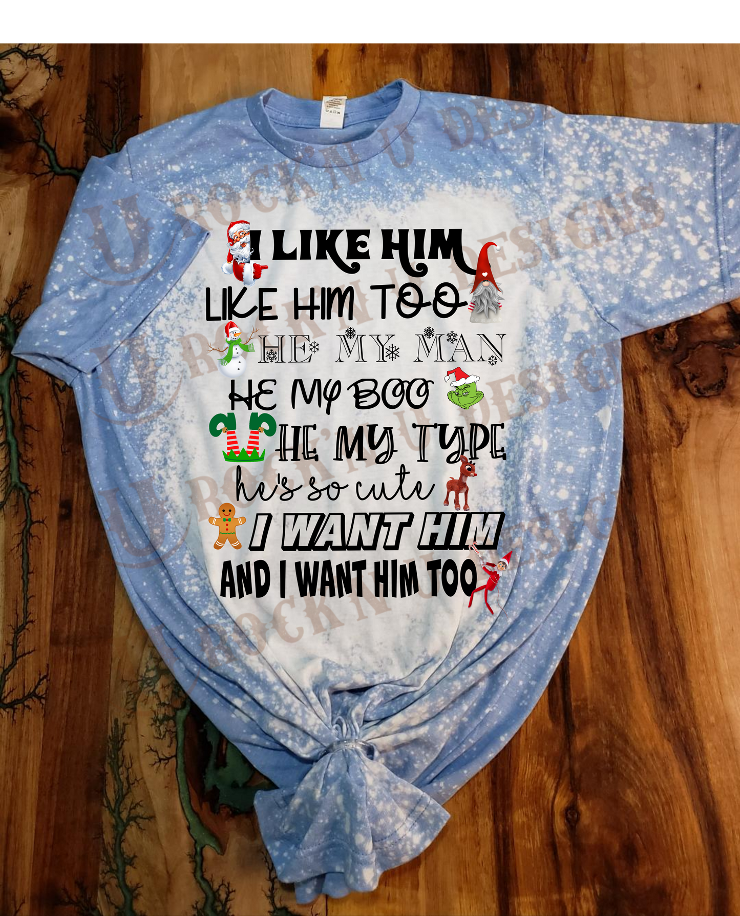 CHRISTMAS I LIKE HIM custom bleached unisex shirt