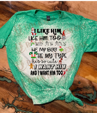Load image into Gallery viewer, CHRISTMAS I LIKE HIM custom bleached unisex shirt